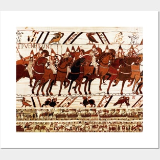 THE BAYEUX TAPESTRY ,NORMAN ARMY IN BATTLE OF HASTINGS ,KNIGHTS HORSEBACK Posters and Art